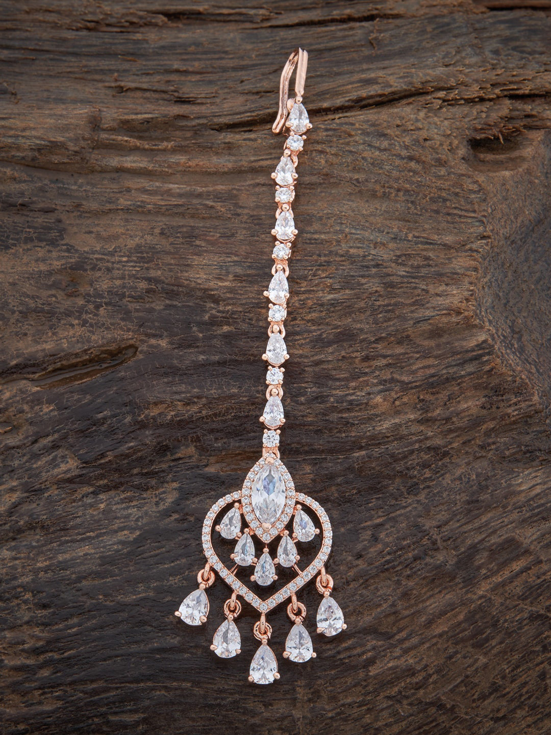 

Kushal's Fashion Jewellery Rose Gold-Plated CZ-Studded Head Jewellery, White