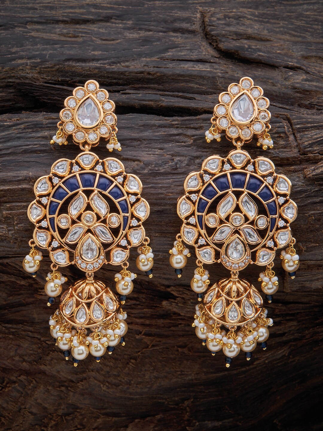 

Kushal's Fashion Jewellery Gold Plated Classic Kundan Studded Drop Earrings