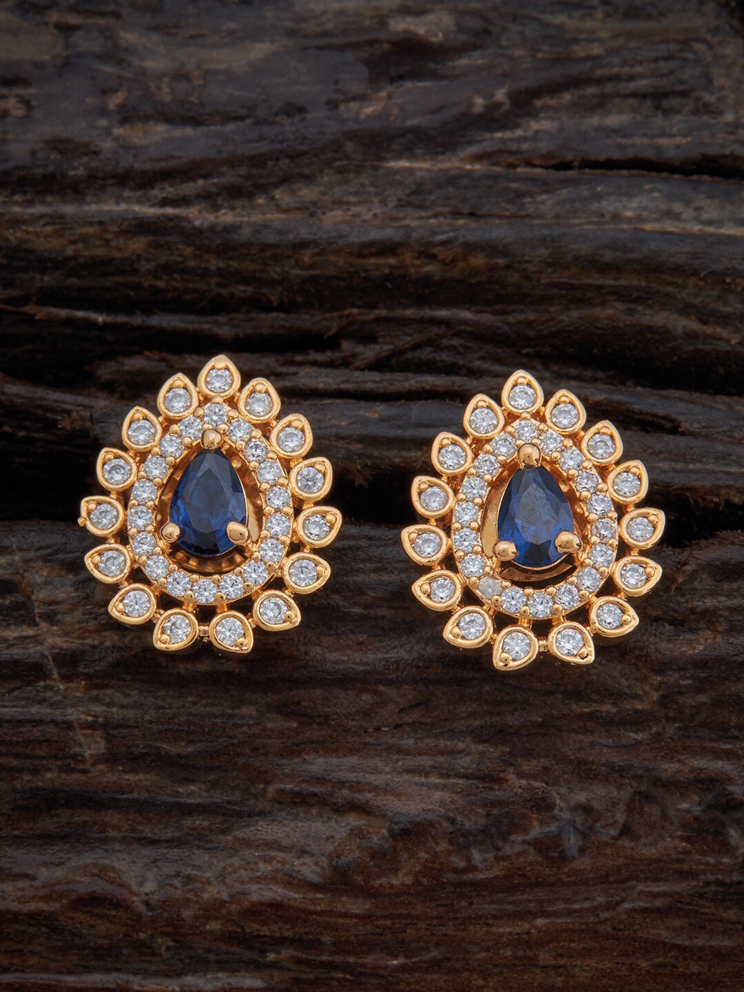 

Kushal's Fashion Jewellery Gold Plated Teardrop Shaped Cubic Zirconia Studs Earrings