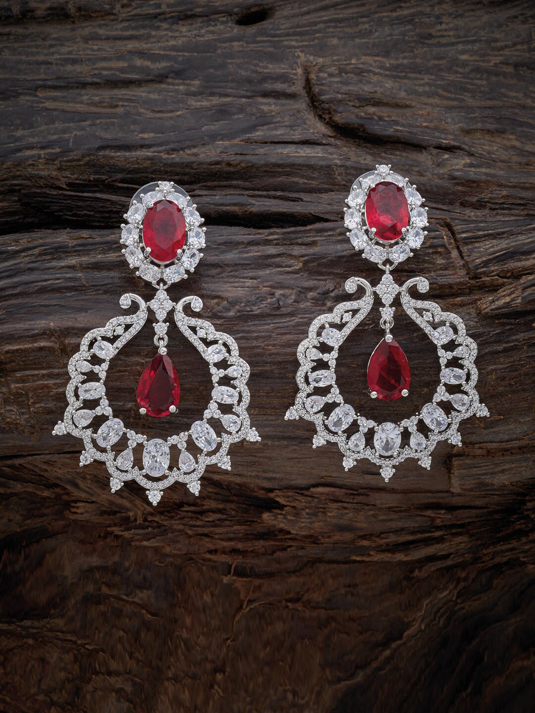 

Kushal's Fashion Jewellery Rhodium Plated Contemporary Cubic Zirconia Chandbalis Earrings, Silver