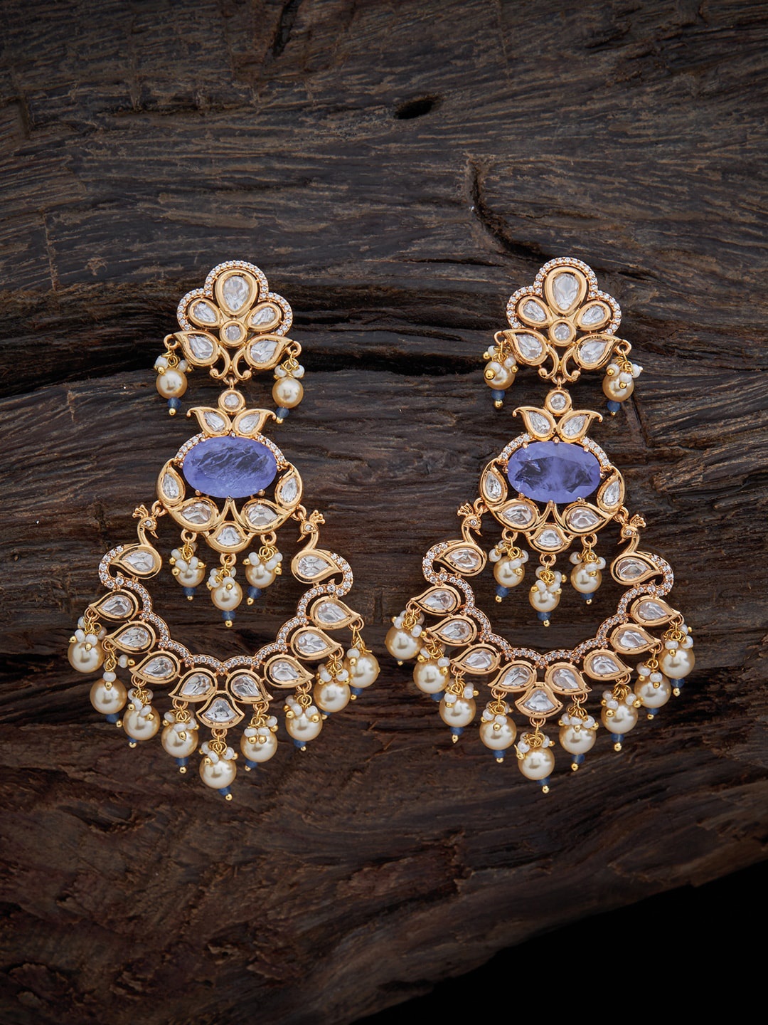 

Kushal's Fashion Jewellery Gold Plated Contemporary Kundan Studded Drop Earrings