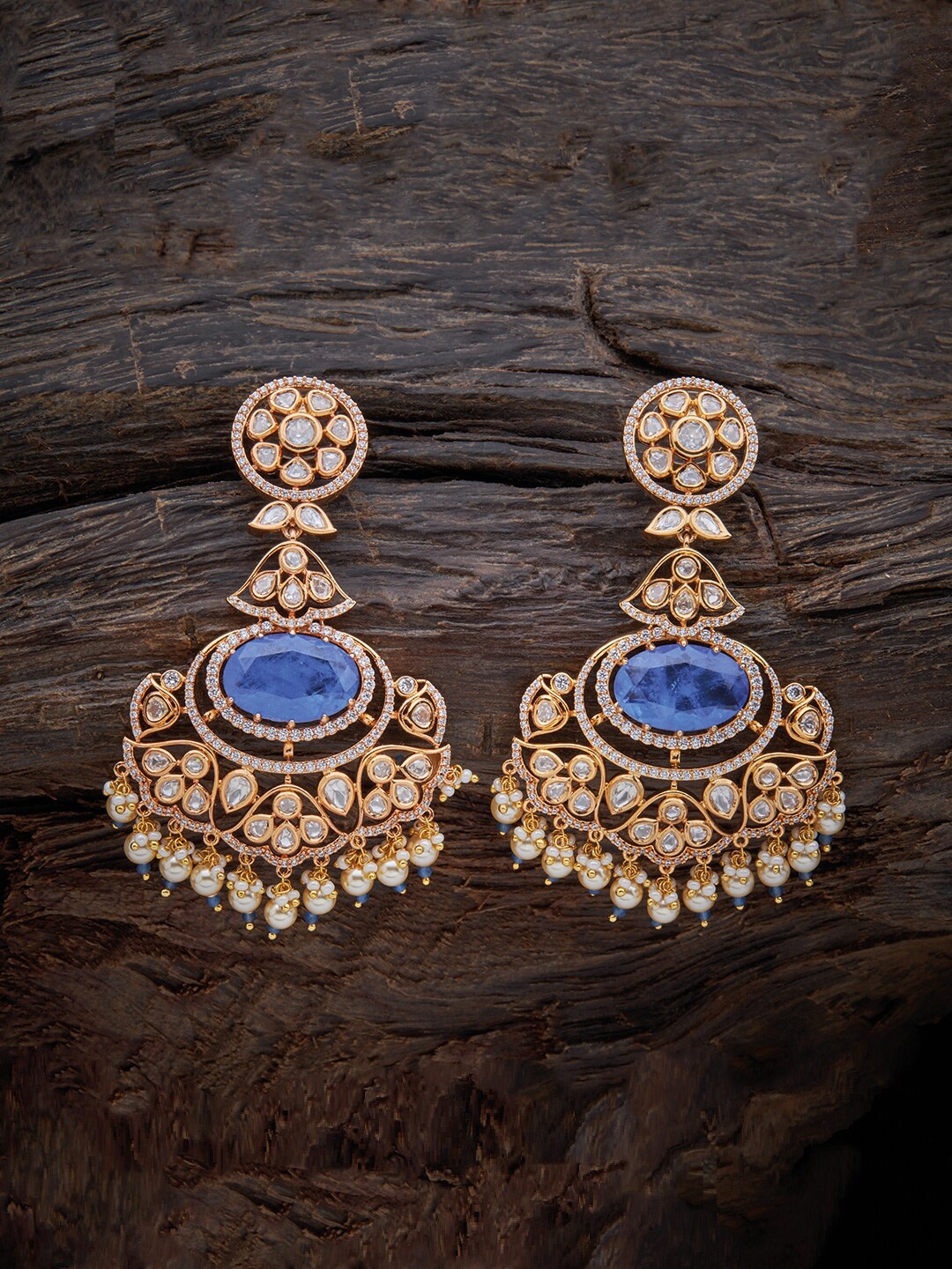 

Kushal's Fashion Jewellery Gold Plated Contemporary Kundan Studded Drop Earrings
