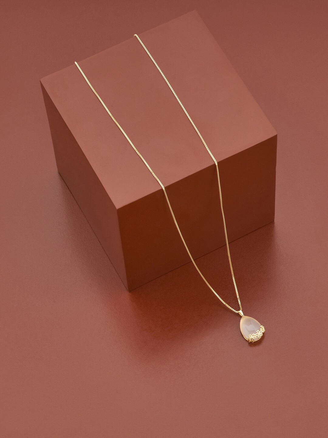 

Kushal's Fashion Jewellery Gold-Plated CZ Studded Pendant With Chain
