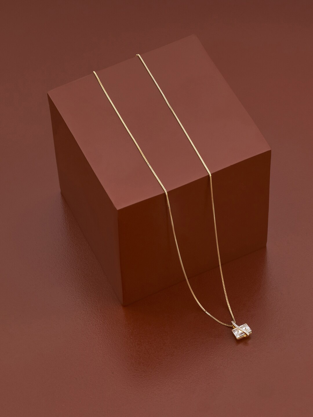 

Kushal's Fashion Jewellery Gold-Plated CZ Studded Pendant With Chain