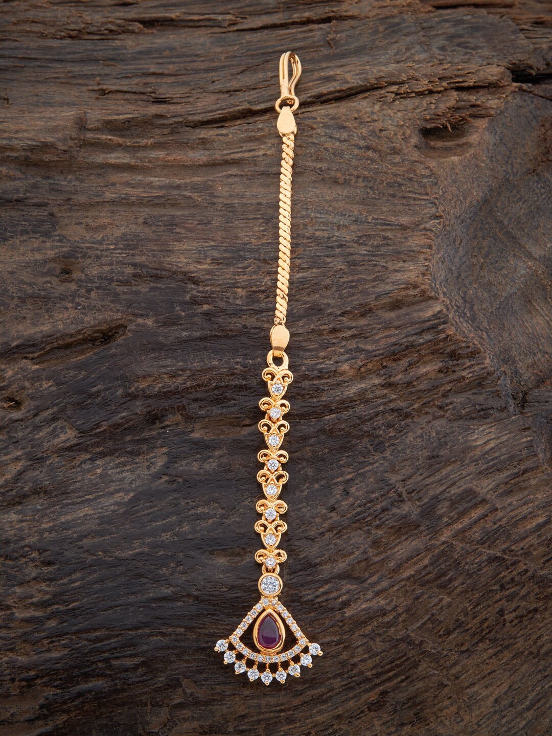 

Kushal's Fashion Jewellery Gold-Plated Maang Tikka, Purple