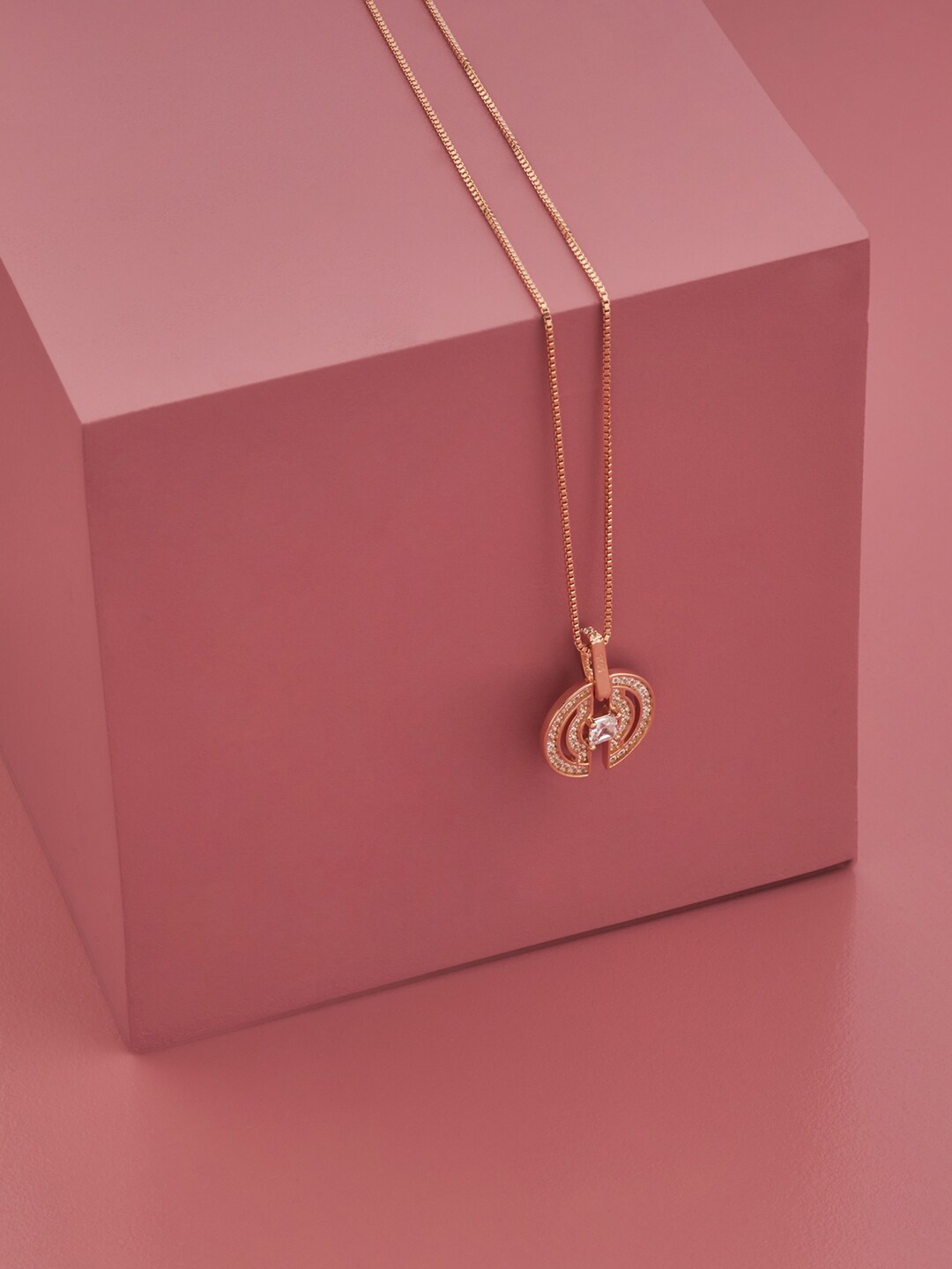 

Kushal's Fashion Jewellery Women 92.5 Silver & Rose Gold-Plated Chain, White