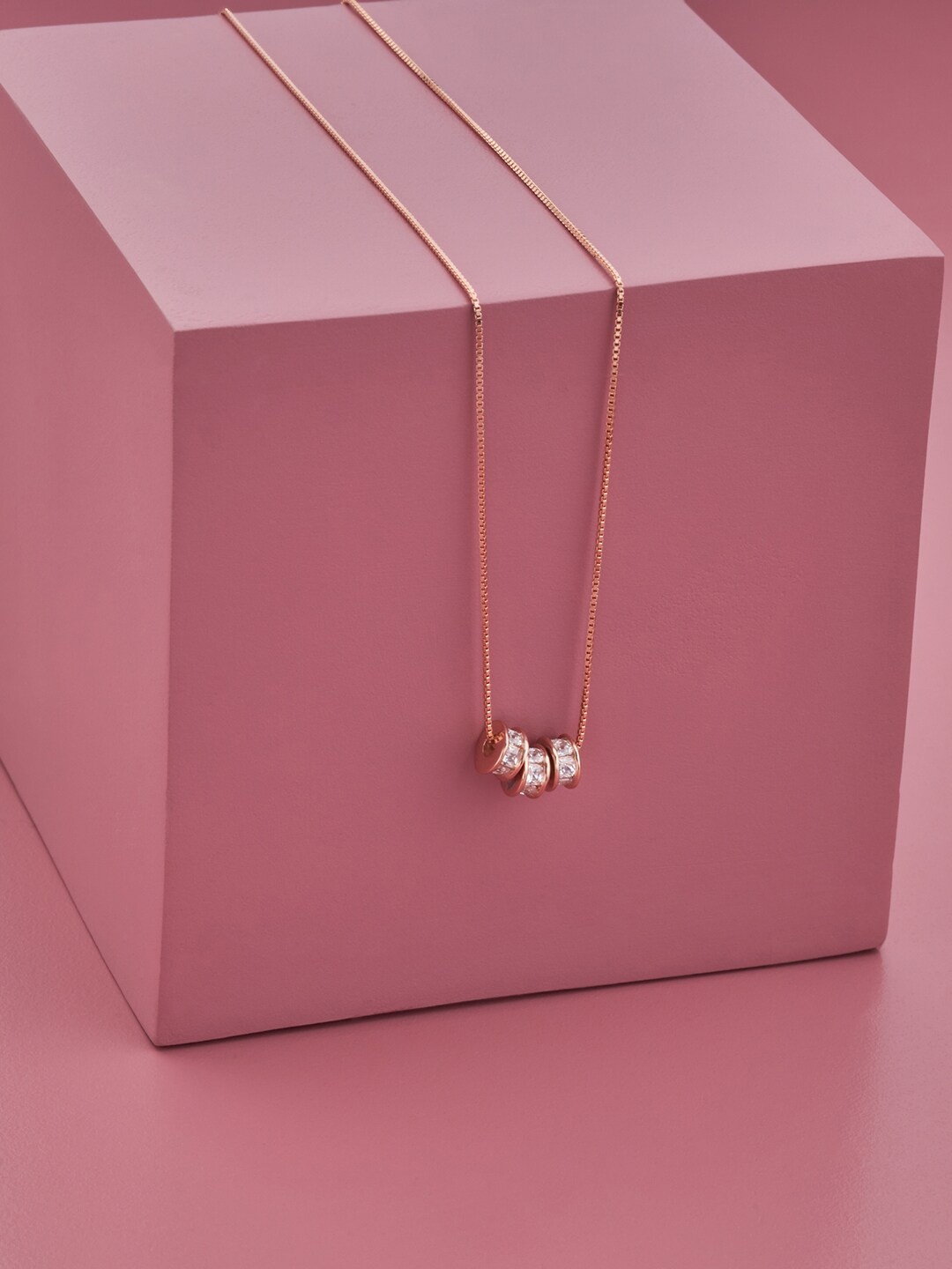 

Kushal's Fashion Jewellery Women 92.5 Silver & Rose Gold-Plated Cubic Zirconia Chain, White