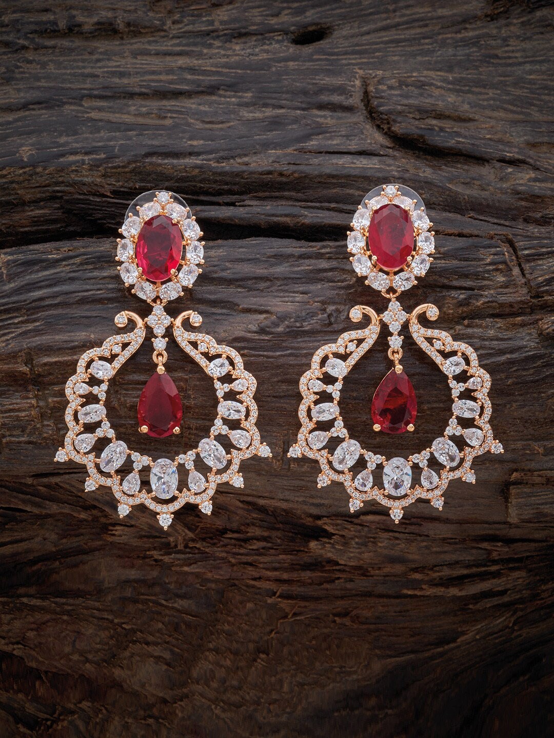 

Kushal's Fashion Jewellery Floral Drop Earrings, Red