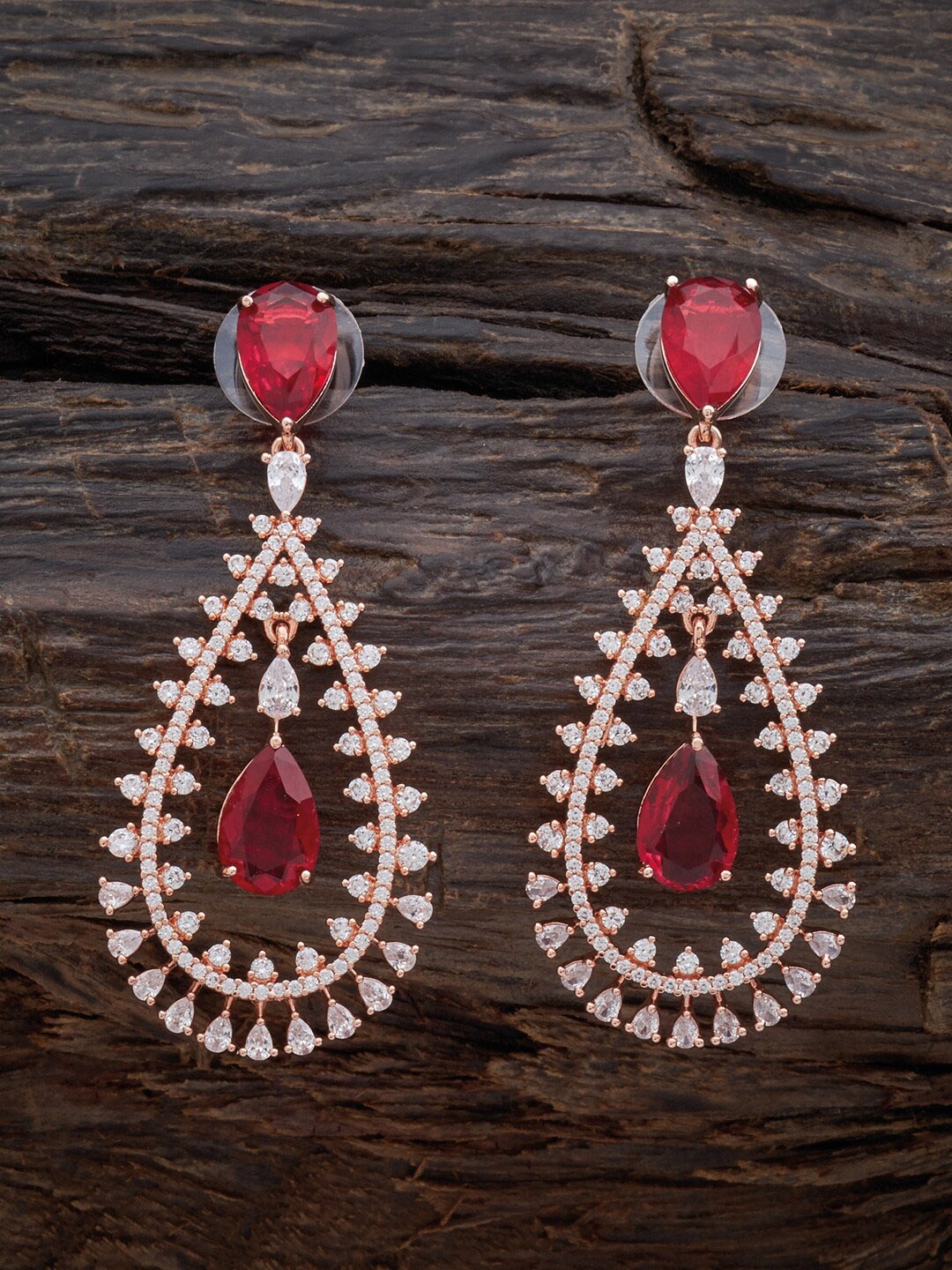 

Kushal's Fashion Jewellery Teardrop Shaped Drop Earrings, Red