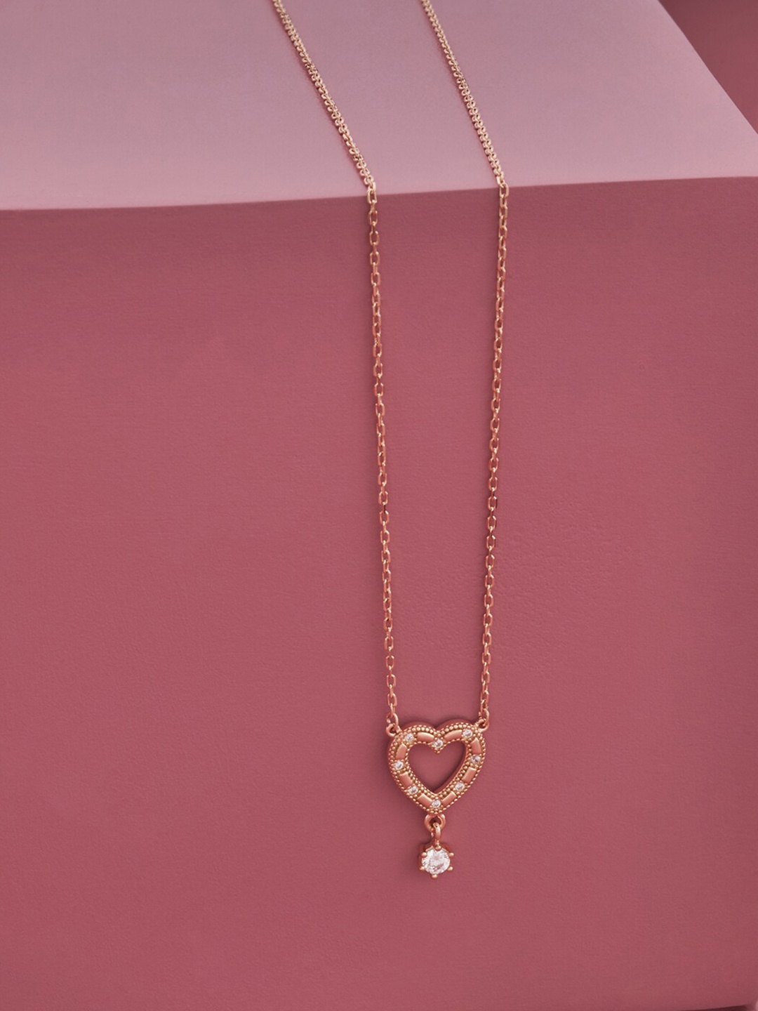 

Kushal's Fashion Jewellery Silver Rose Gold-Plated Necklace, White