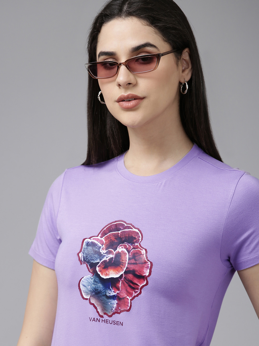 

Van Heusen Woman Graphic Printed T-shirt, Lavender