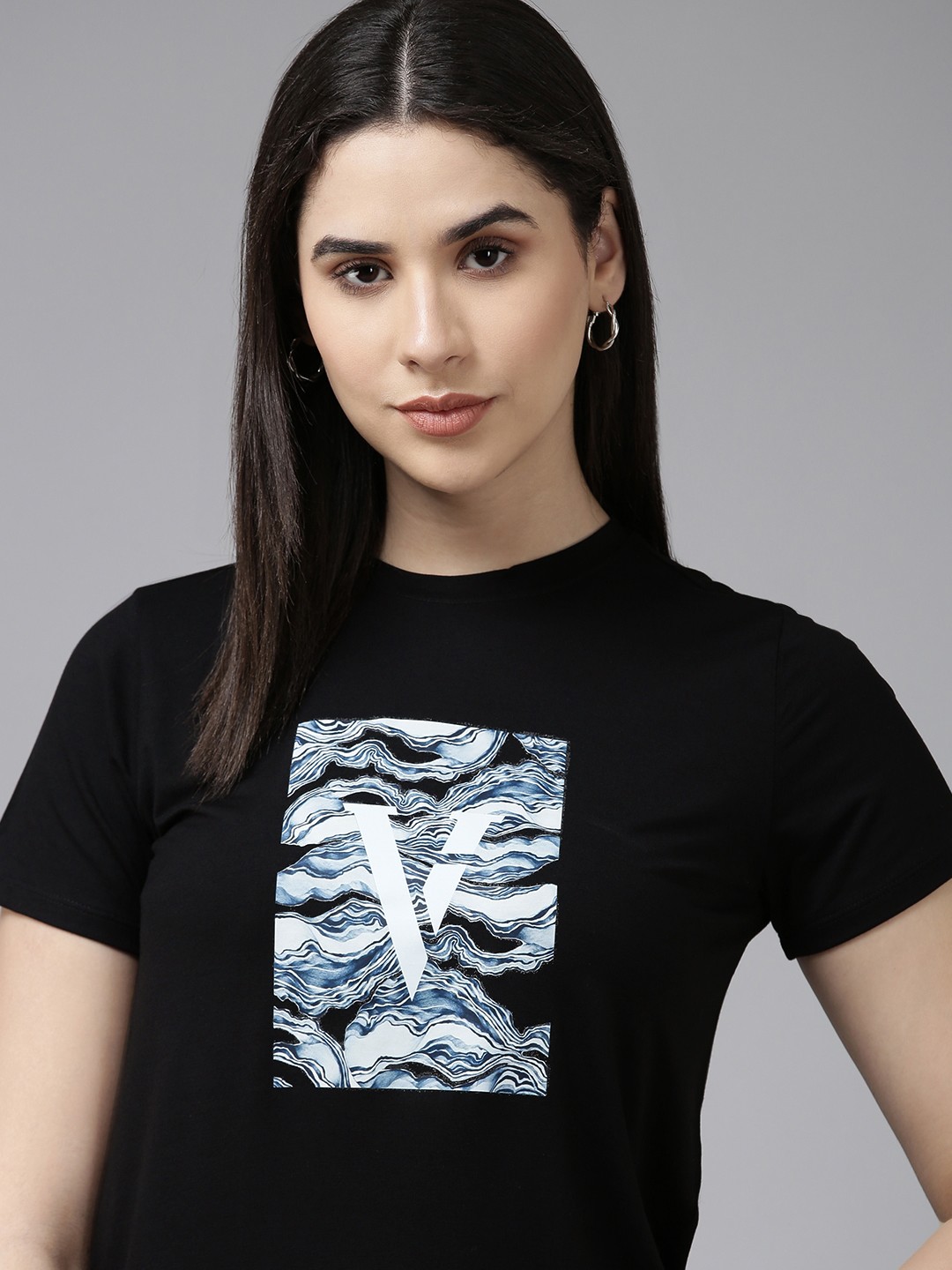 

Van Heusen Woman Graphic Printed Casual T-shirt, Black
