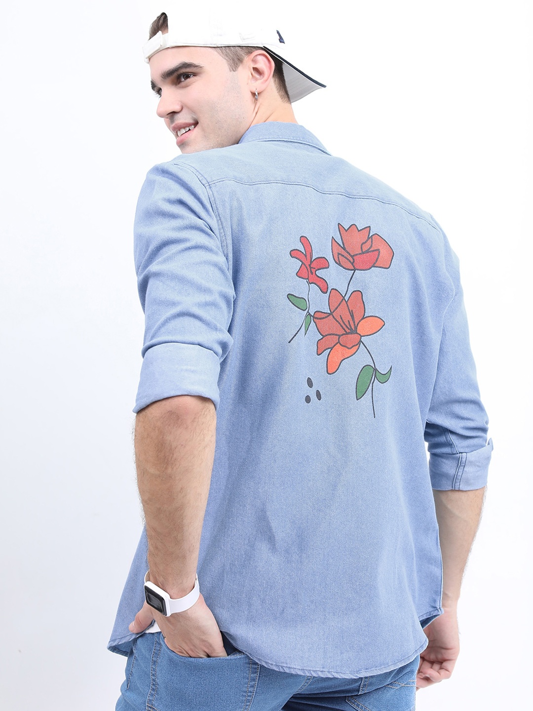 

HIGHLANDER Men Floral Printed Casual Slim Fit Shirt, Blue