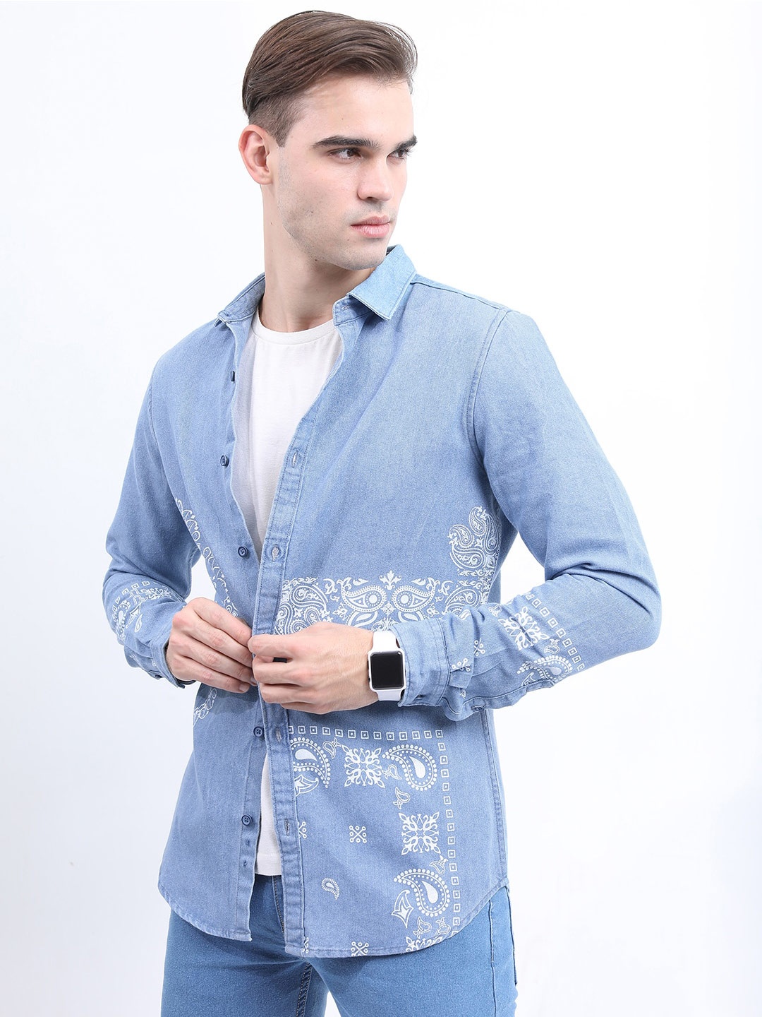 

HIGHLANDER Men Slim Fit Casual Shirt, Blue