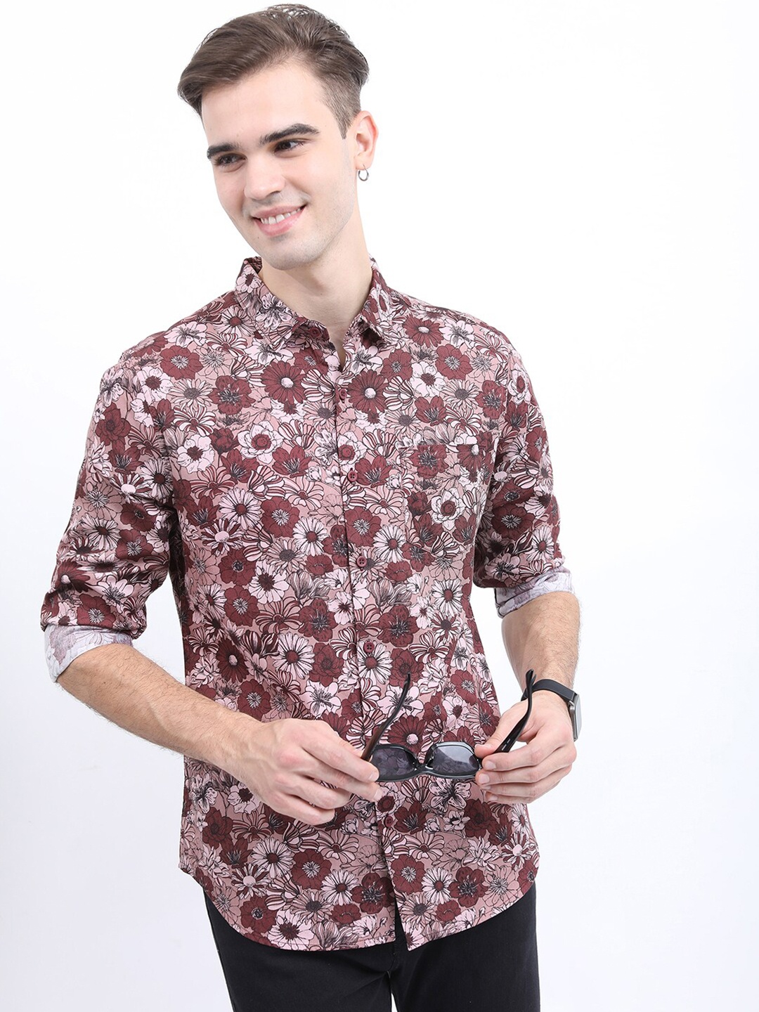 

KETCH Men Slim Fit Floral Printed Casual Shirt, Maroon