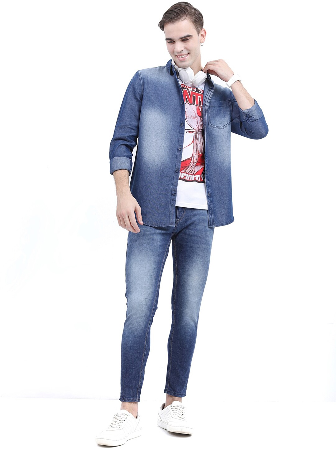 

KETCH Men Slim Fit Faded Faded Casual Shirt, Blue