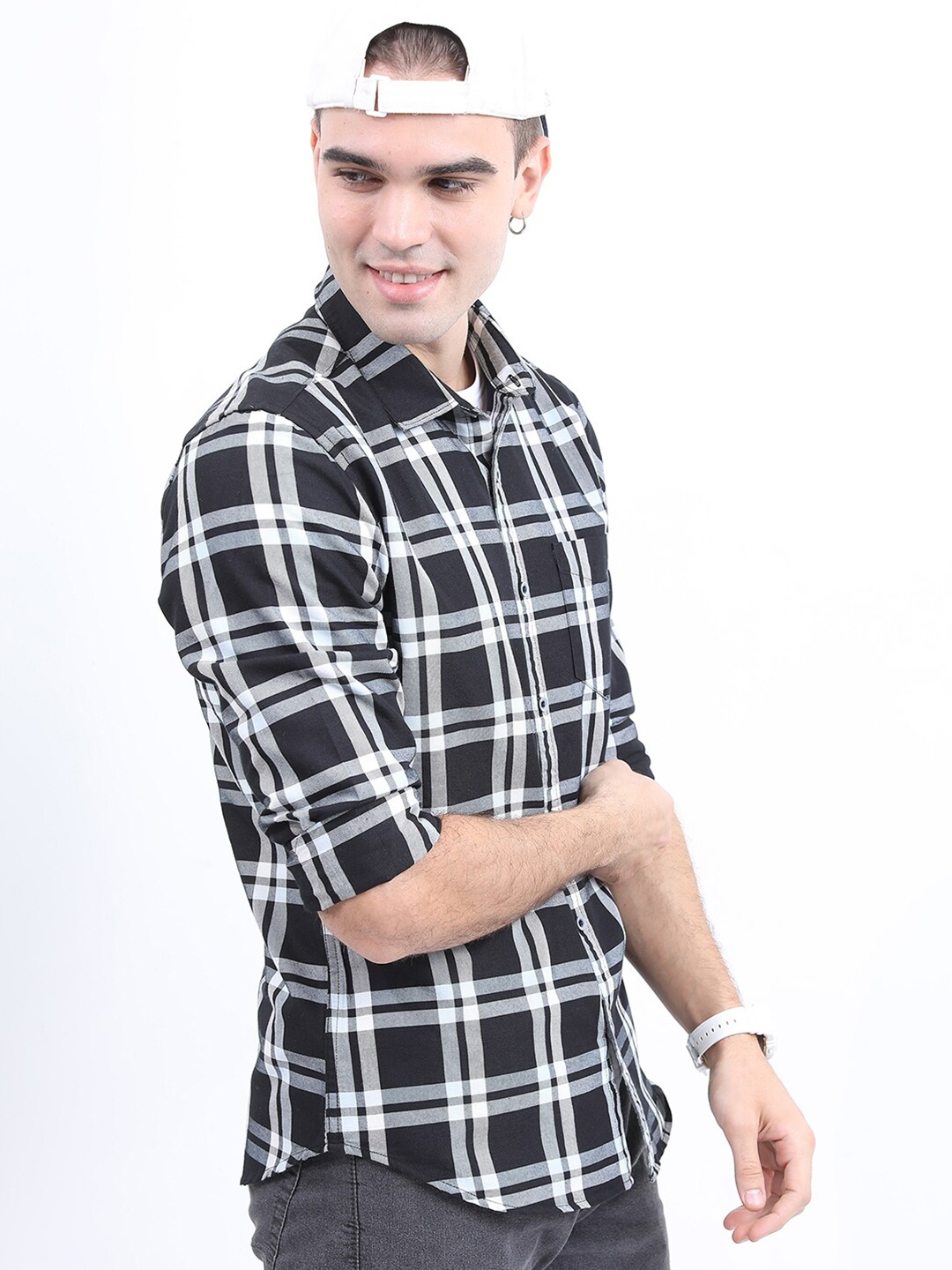 

KETCH Men Slim Fit Tartan Checked Casual Shirt, Black