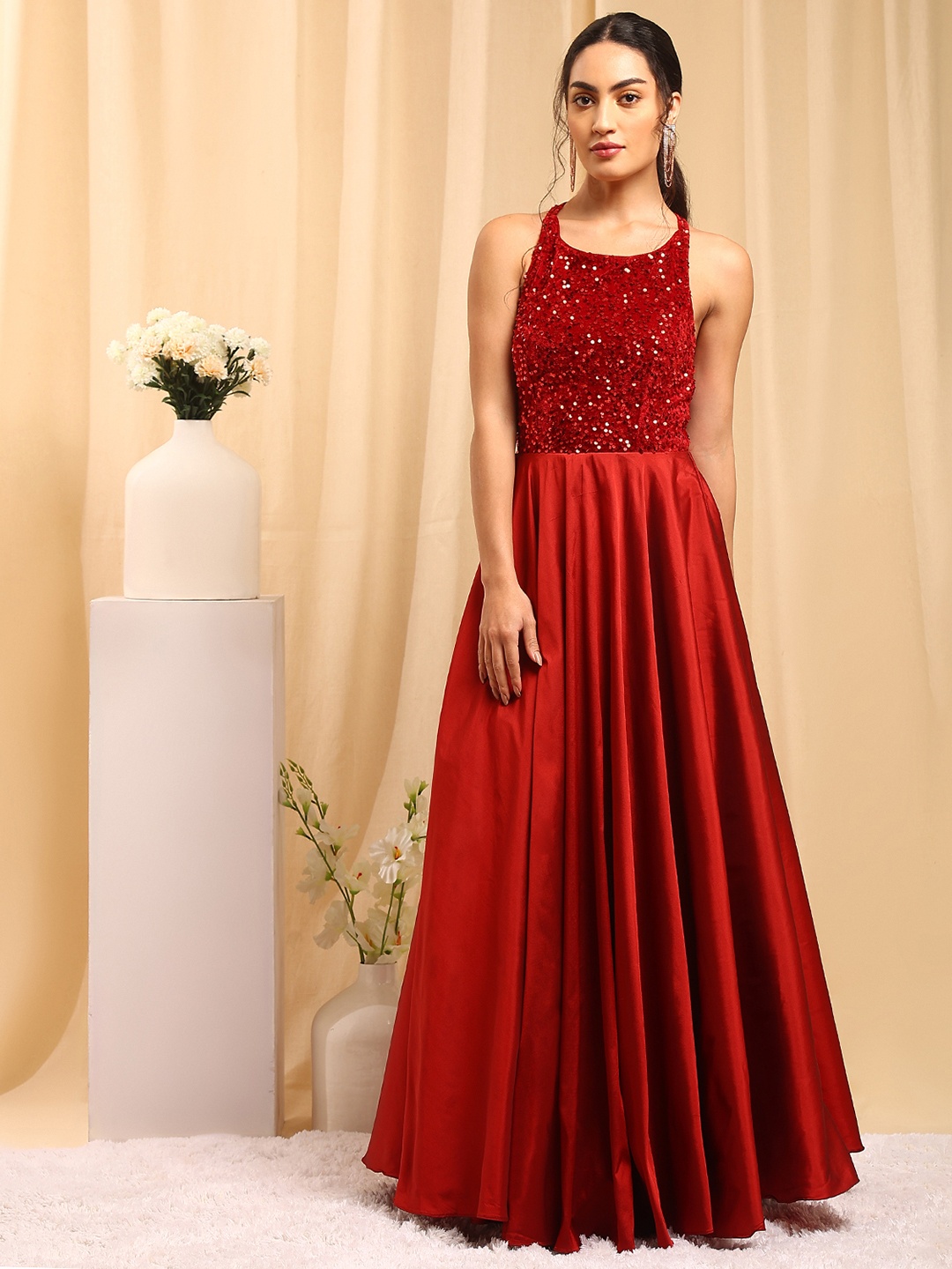 

TRENDY DIVVA Embellished Maxi Dress, Maroon