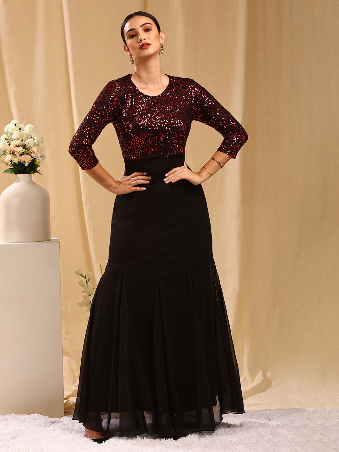 

TRENDY DIVVA Embellished Maxi Dress, Black