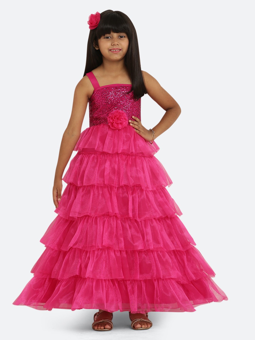 

Maybemine Embellished Maxi Silk Dress, Pink