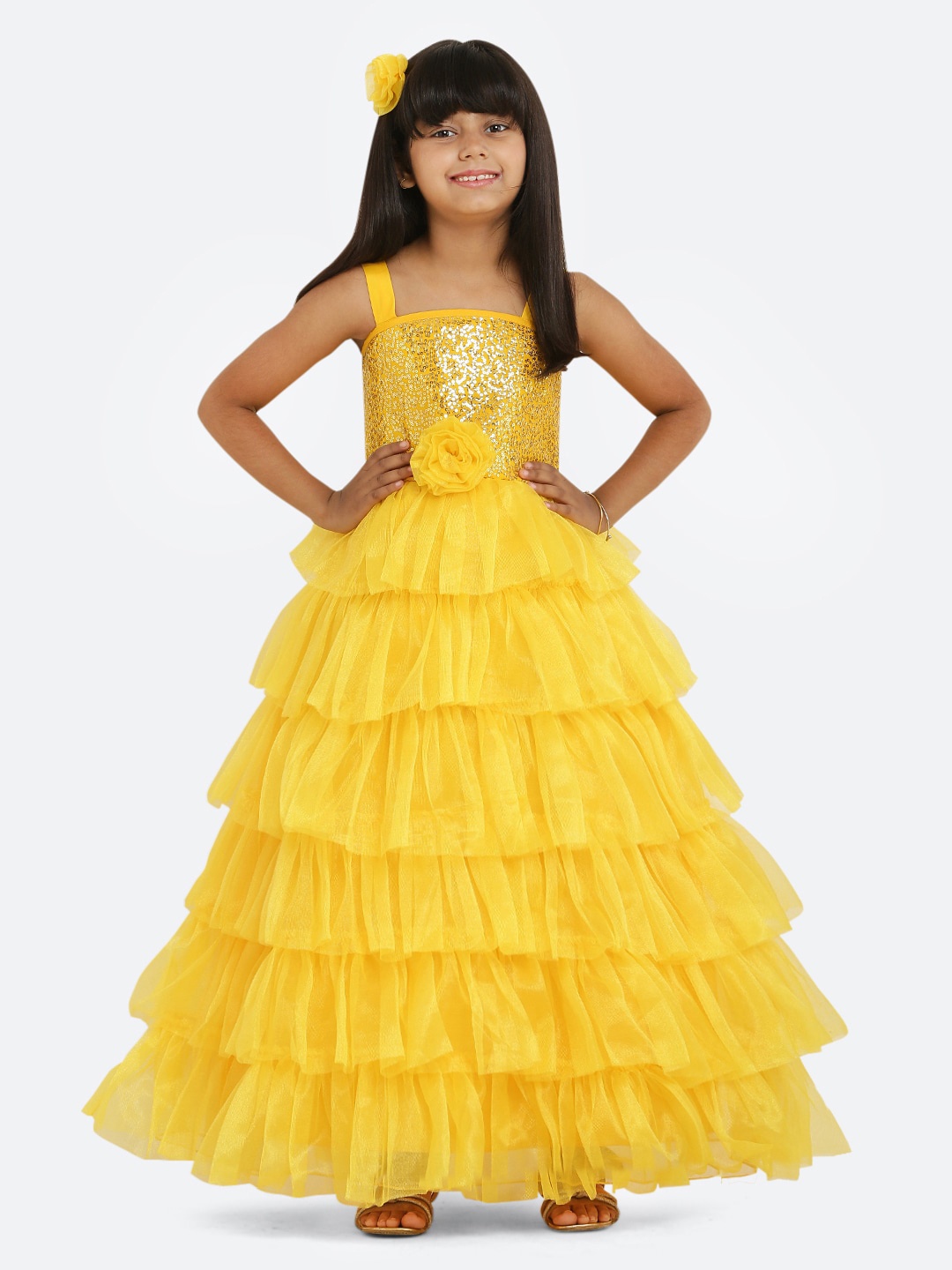 

Maybemine Embellished Maxi Silk Dress, Yellow