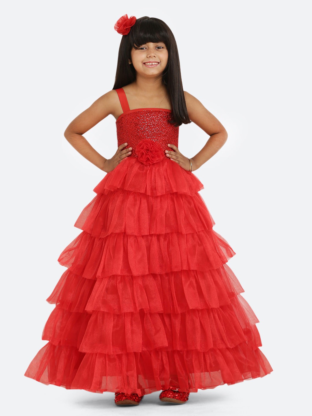 

Maybemine Embellished Maxi Silk Dress, Red