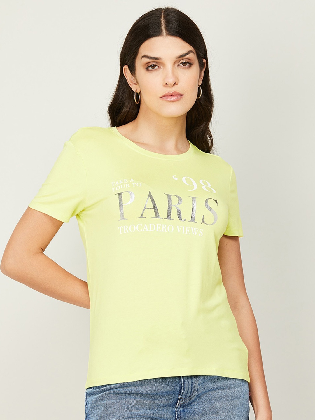 Ginger by Lifestyle Typography Printed T-shirt, Yellow