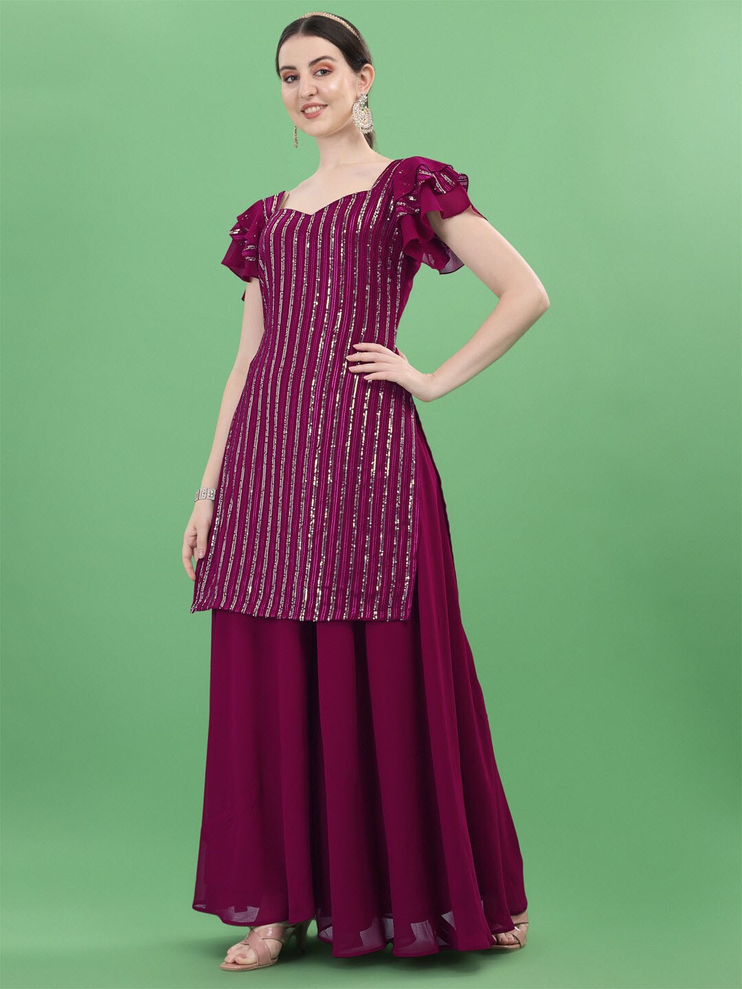 

Fashionuma Embroidered Semi-Stitched Dress Material, Purple