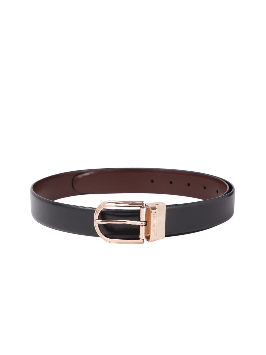 

Louis Philippe Men Solid Leather Reversible Slim Formal Belt, Black