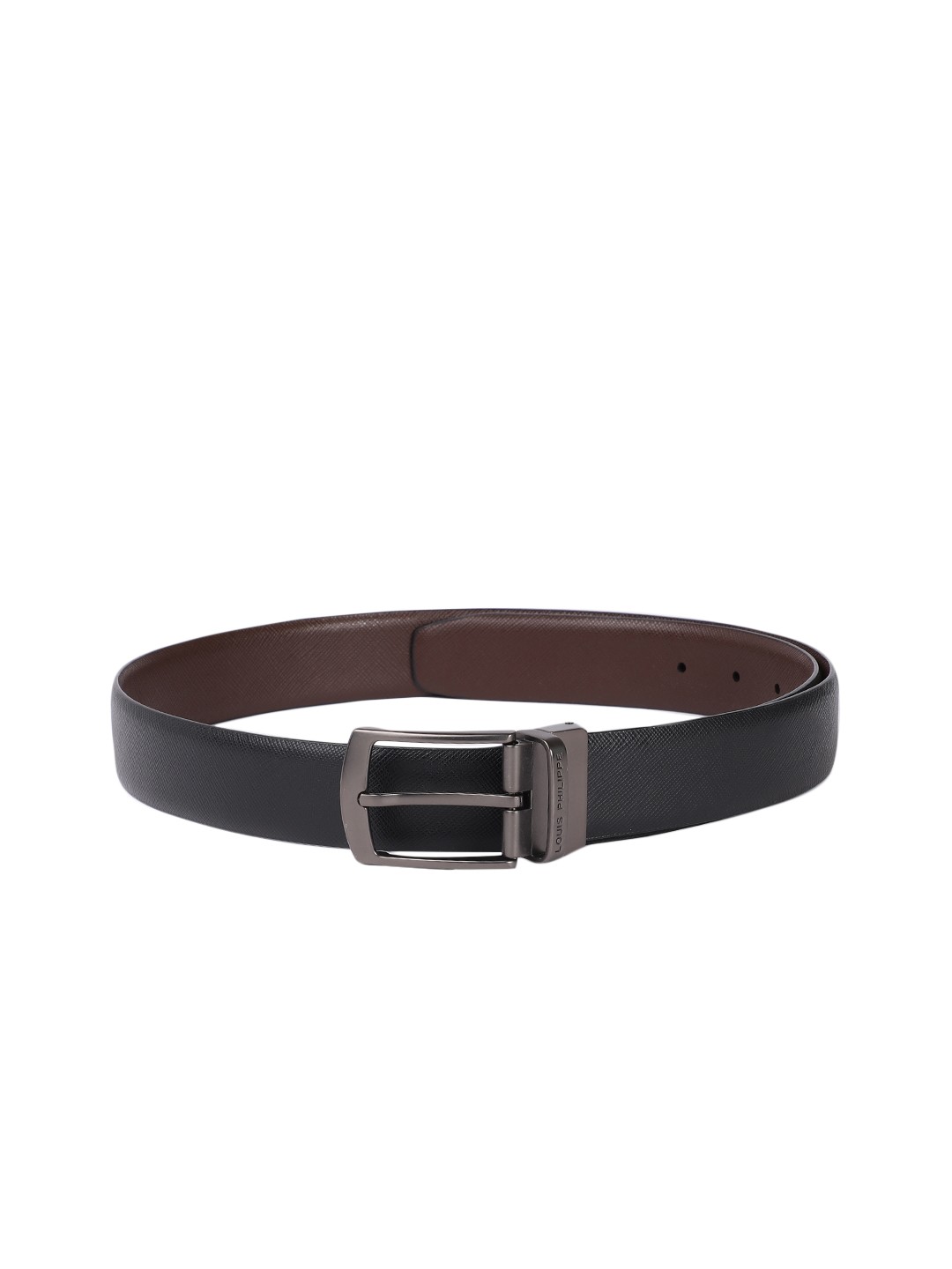 

Louis Philippe Men Textured Leather Reversible Formal Belt, Black