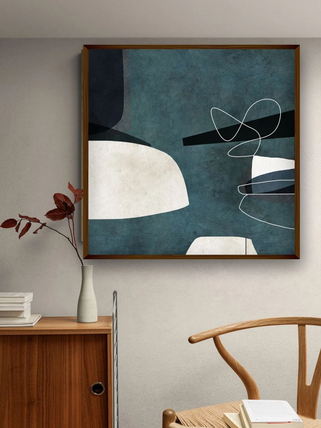 

The Art House Teal Blue & White Abstract Painting Wall Art