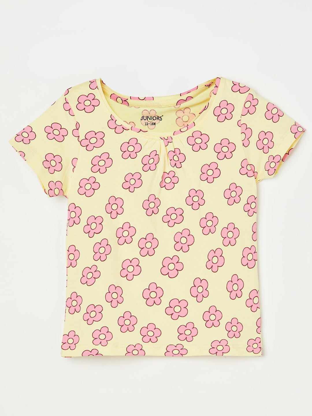 

Juniors by Lifestyle Floral Printed Cotton T-shirt, Yellow