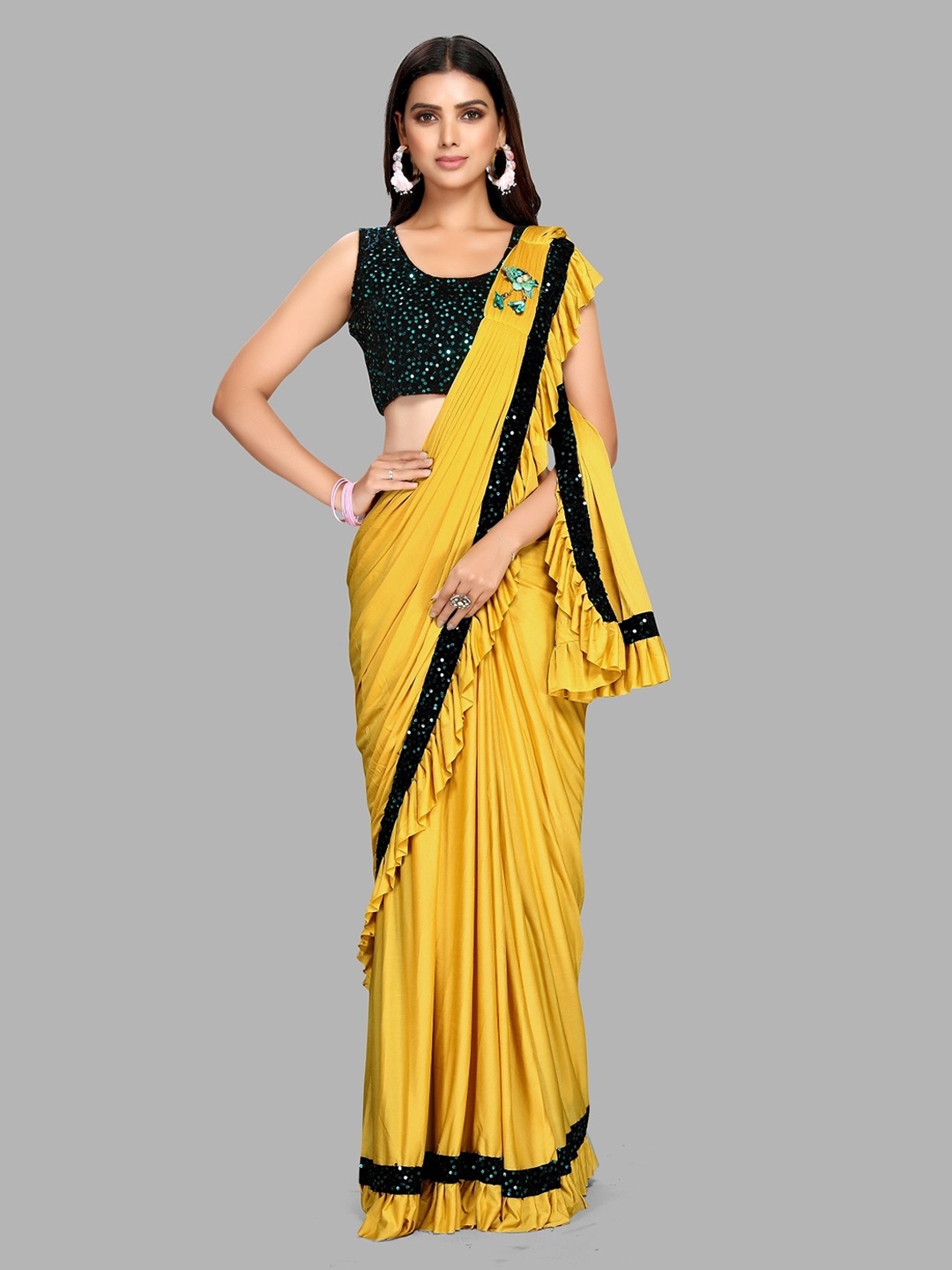 

Fashion Basket Sequinned Saree, Yellow