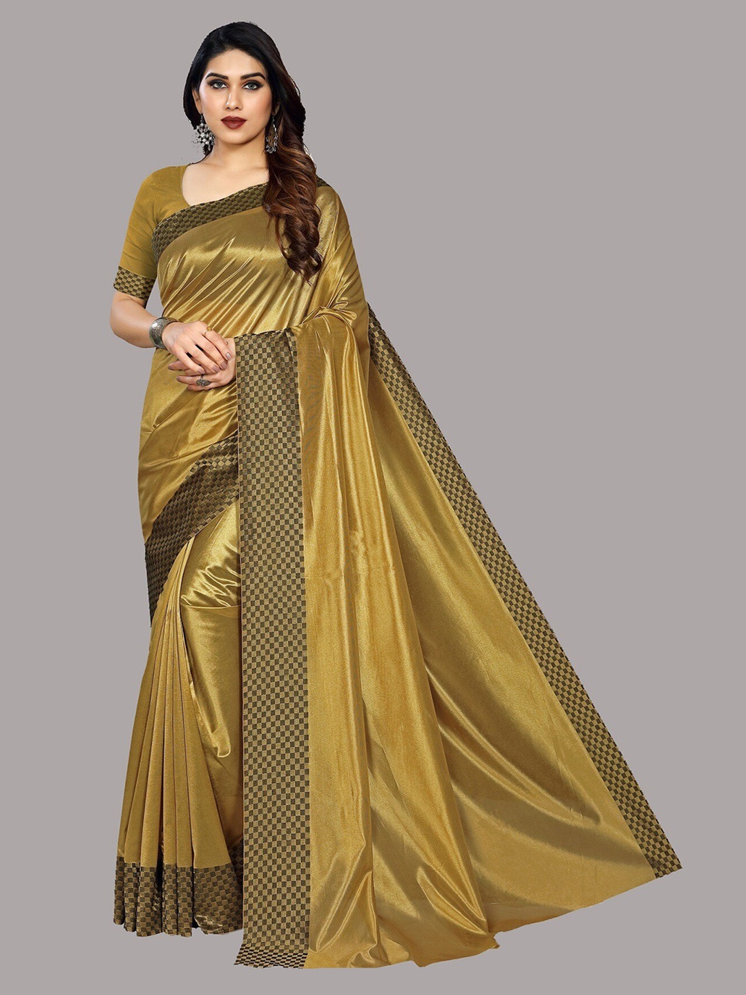 

Fashion Basket Printed Border Saree, Bronze