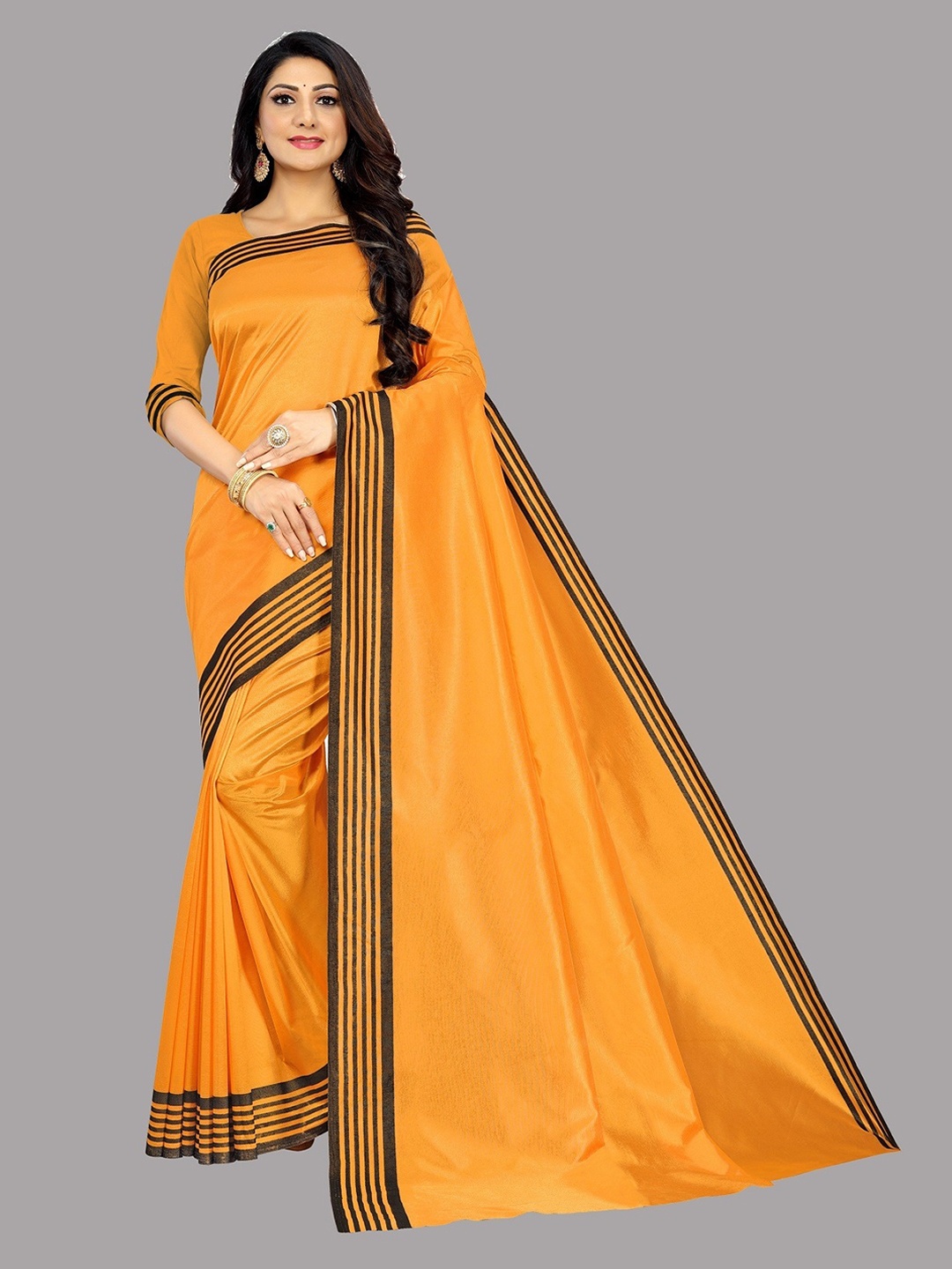 

Fashion Basket Solid Saree, Mustard