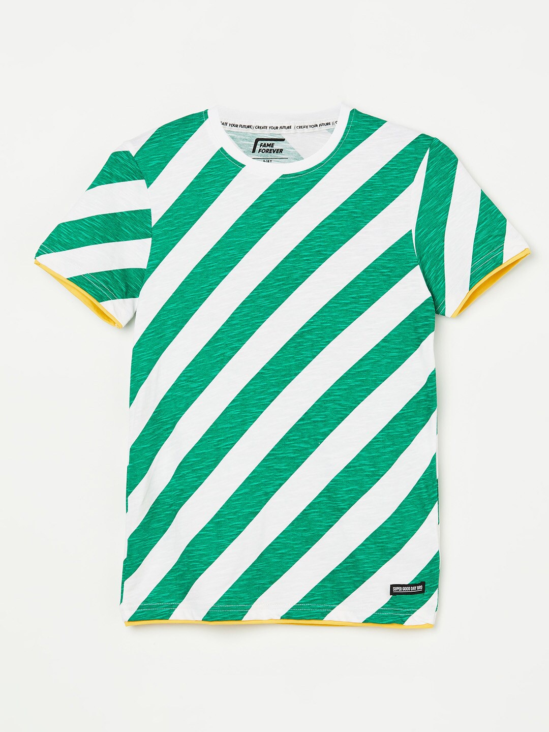 

Fame Forever by Lifestyle Boys Striped Cotton T-shirt, Green