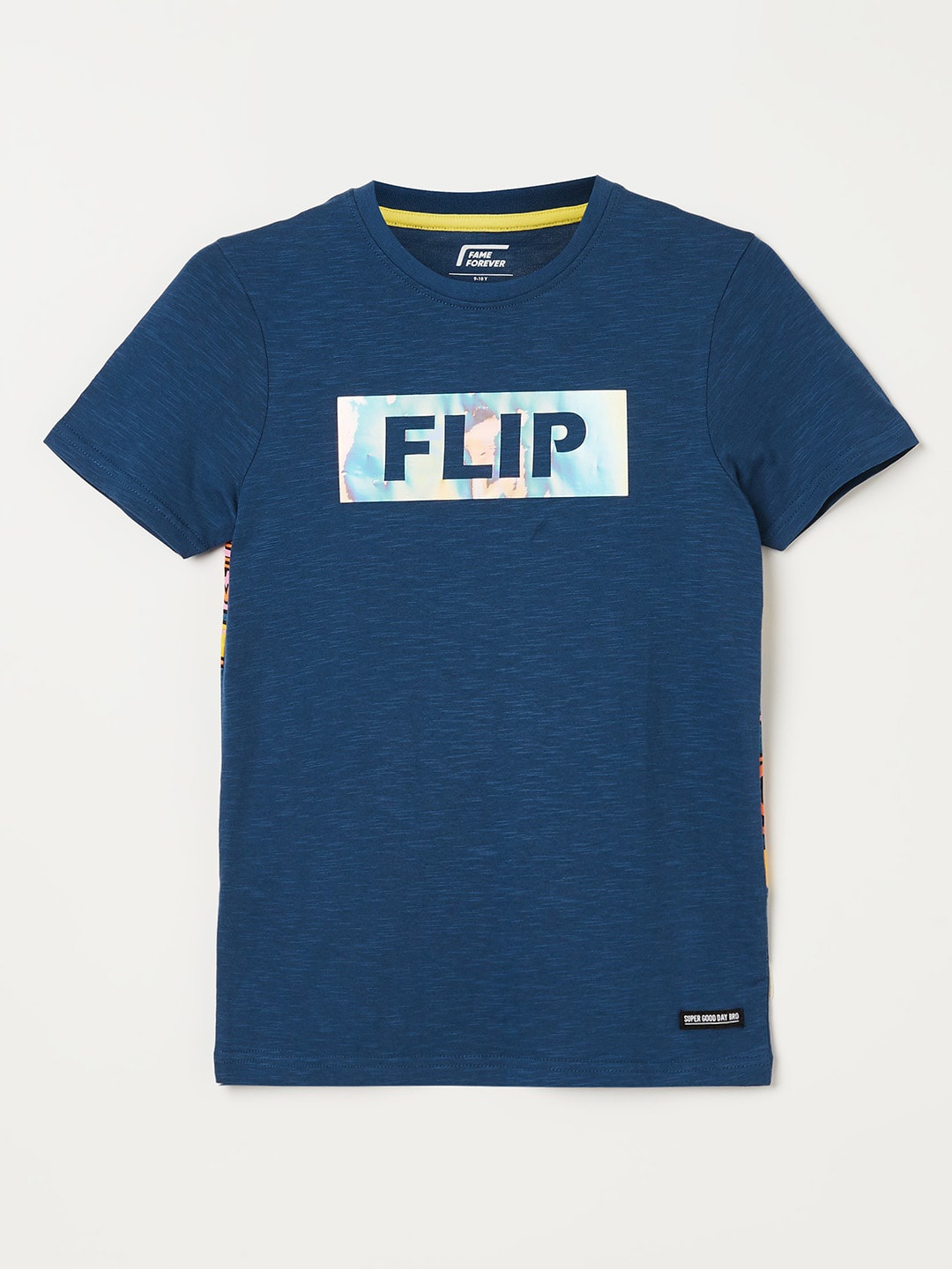

Fame Forever by Lifestyle Boys Printed Cotton T-shirt, Teal