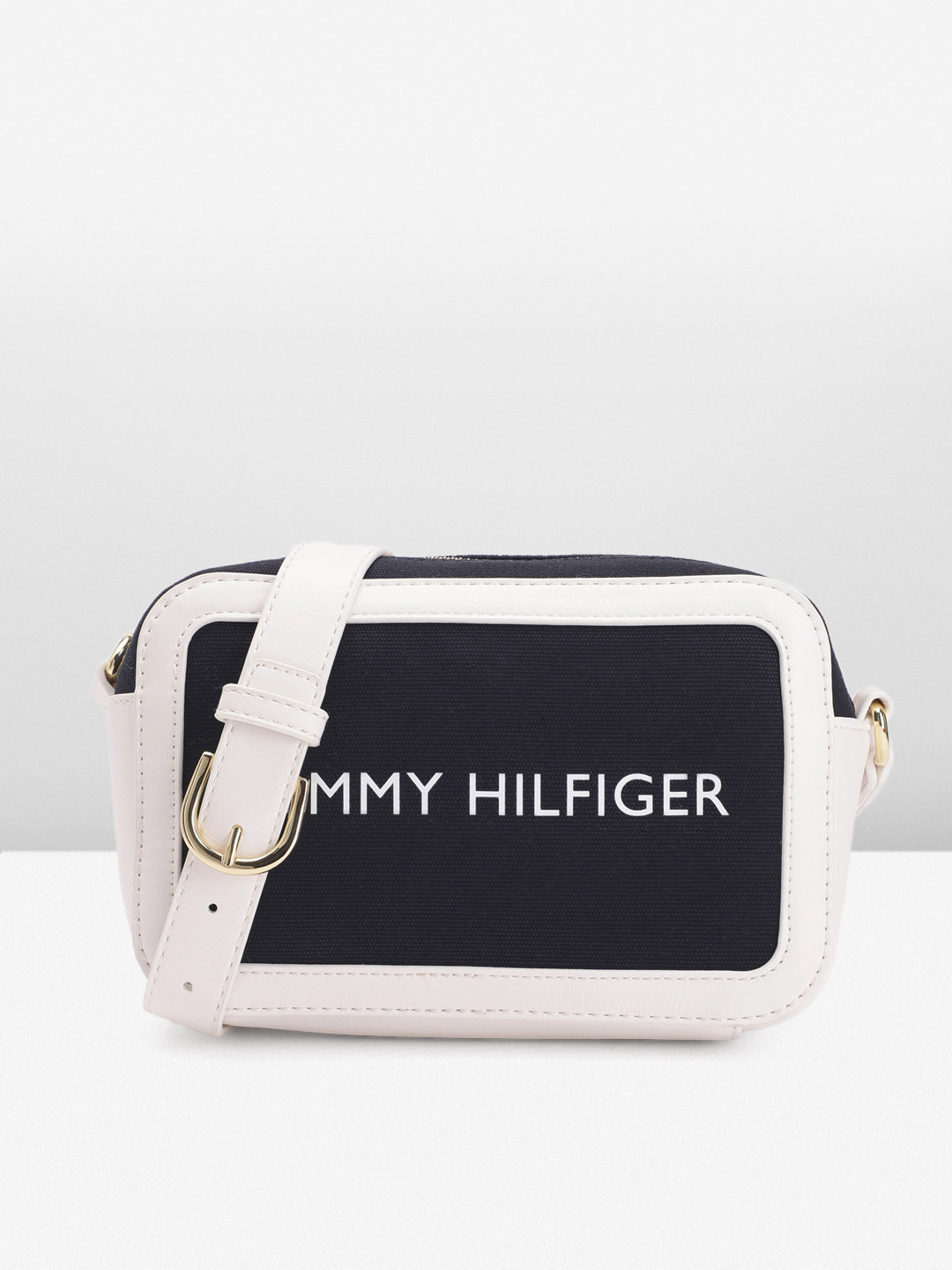 

Tommy Hilfiger BETTY Brand Logo Printed Structured Sling Bag, Navy blue