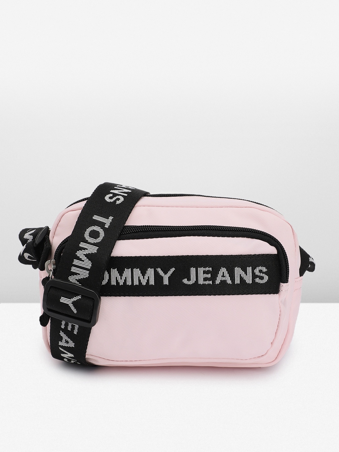 

Tommy Hilfiger Solid Structured Crossover Sling Bag with Brand Logo Applique Detail, Pink