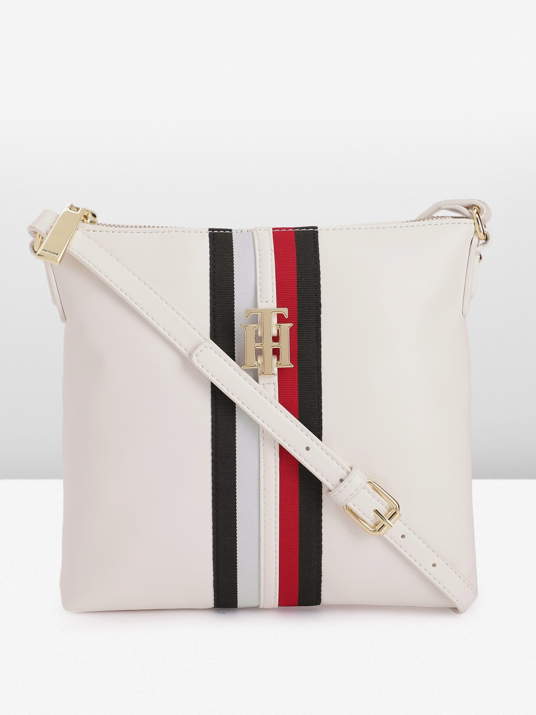 

Tommy Hilfiger Striped Sling Bag, White