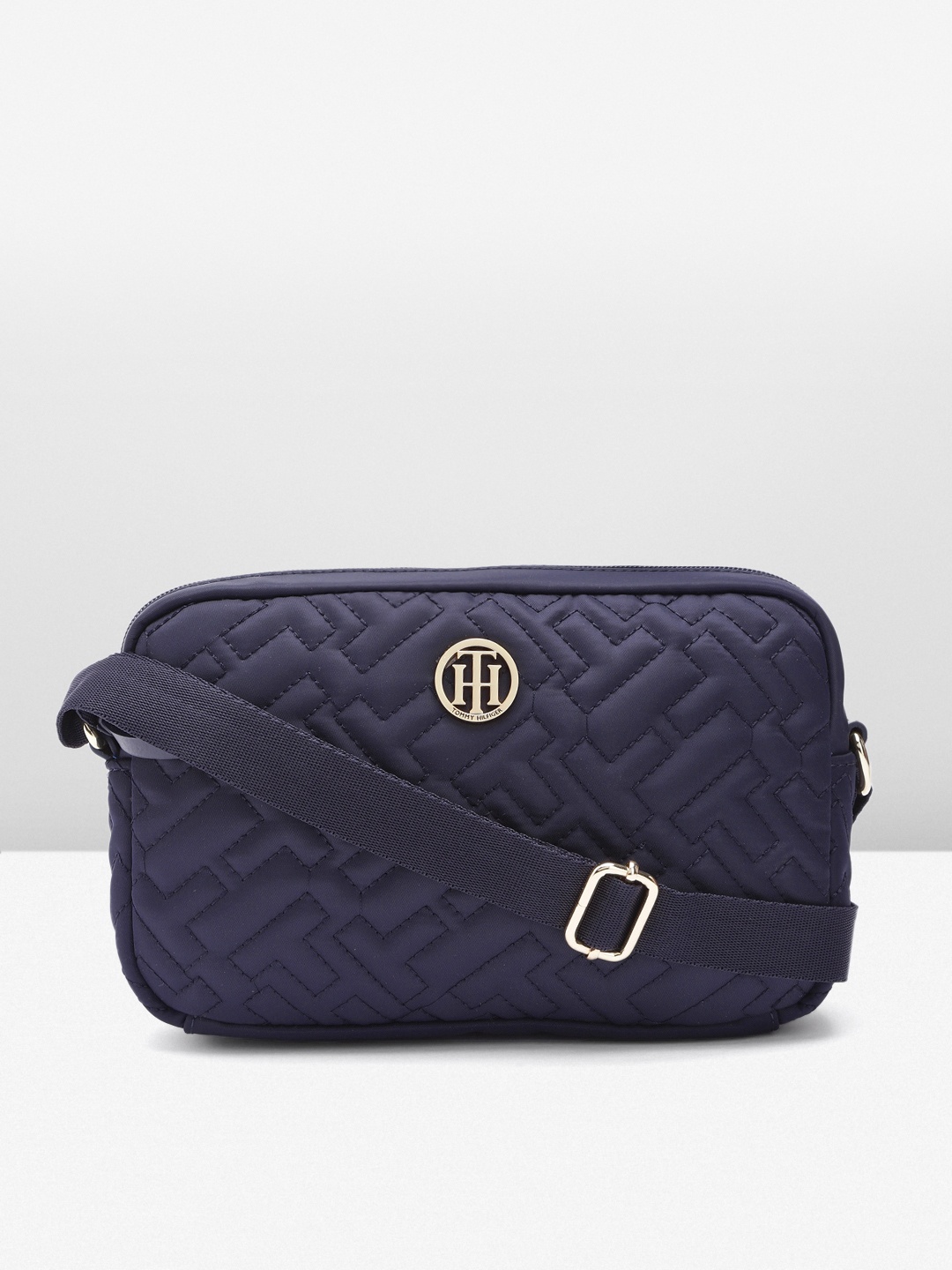 

Tommy Hilfiger Brand Logo Design Structured Crossbody Sling Bag, Blue