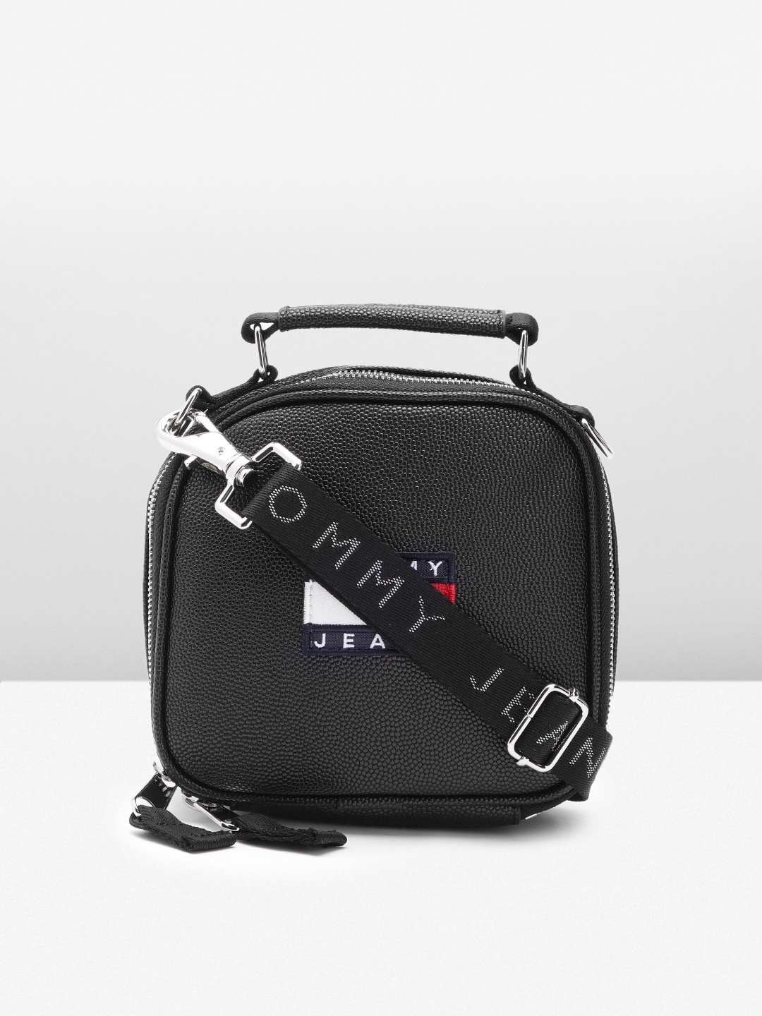 

Tommy Hilfiger Brand Logo Printed Sling Bag, Black
