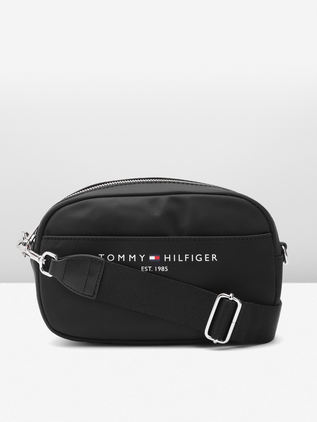 

Tommy Hilfiger Brand Logo Printed Sling Bag, Black