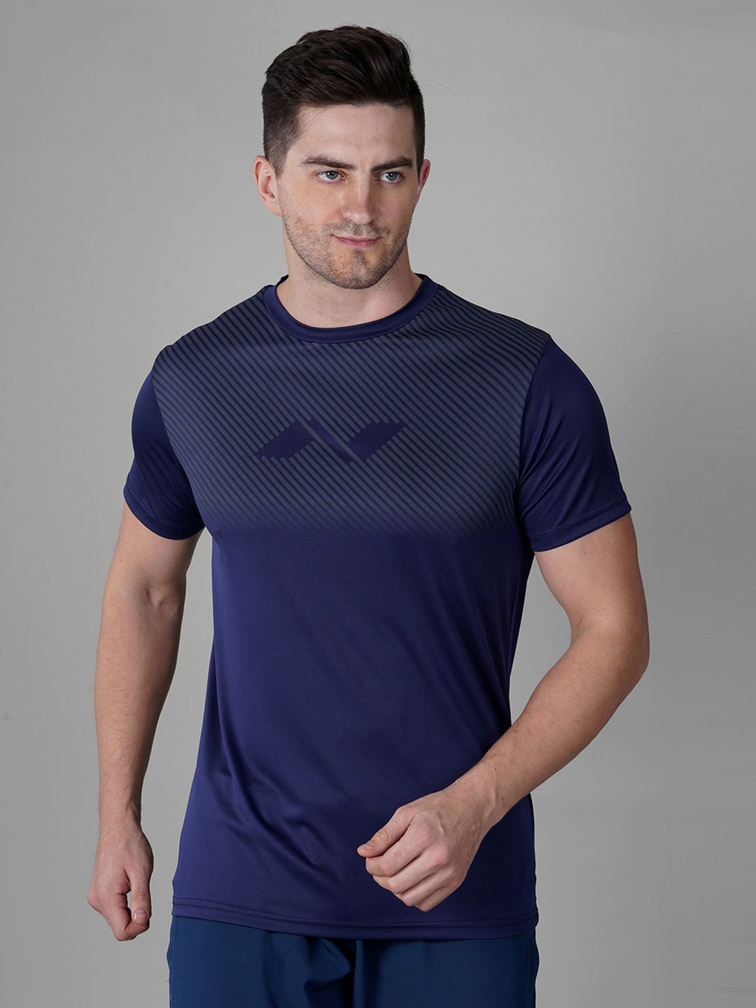 

NIVIA Men Printed Moisture Wicking T-shirt, Navy blue
