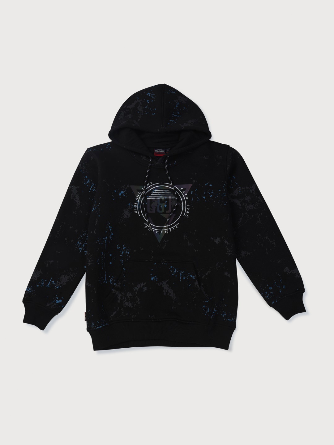 

Gini and Jony Boys Printed Hooded Fleece Sweatshirt, Black