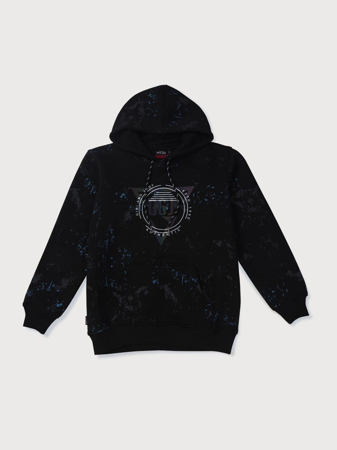 

Gini and Jony Boys Printed Hooded Fleece Sweatshirt, Black