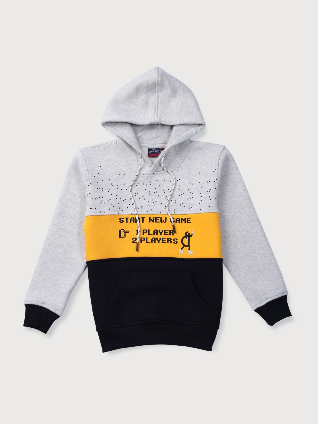 

Gini and Jony Boys Colourblocked Hooded Fleece Sweatshirt, Off white