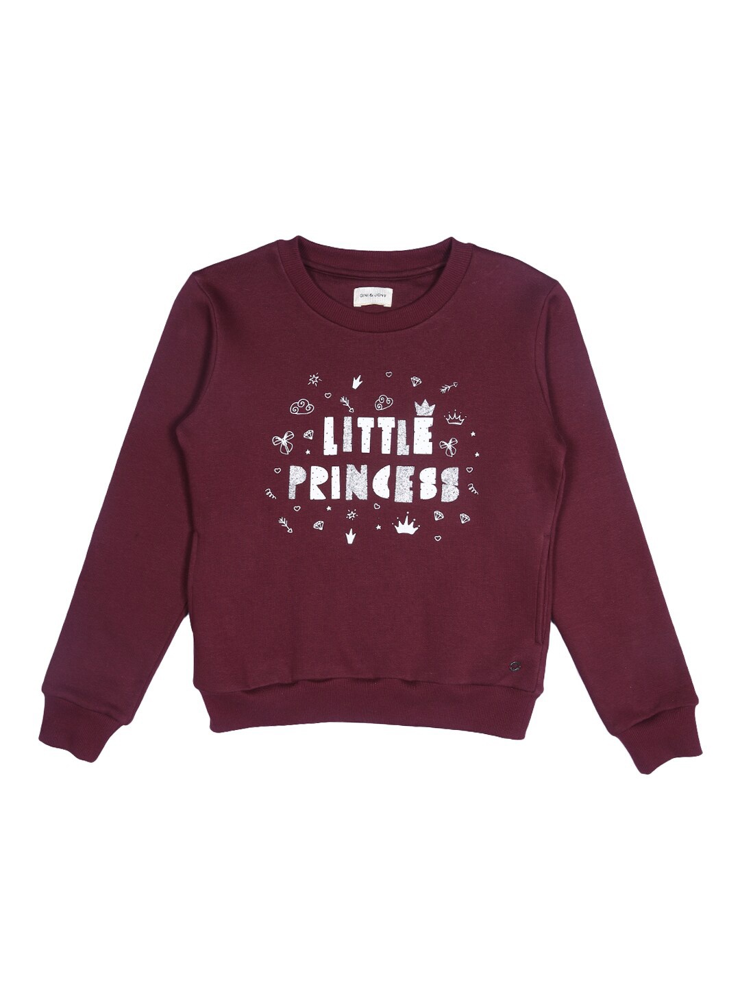 

Gini and Jony Girls Printed Sweatshirt, Maroon