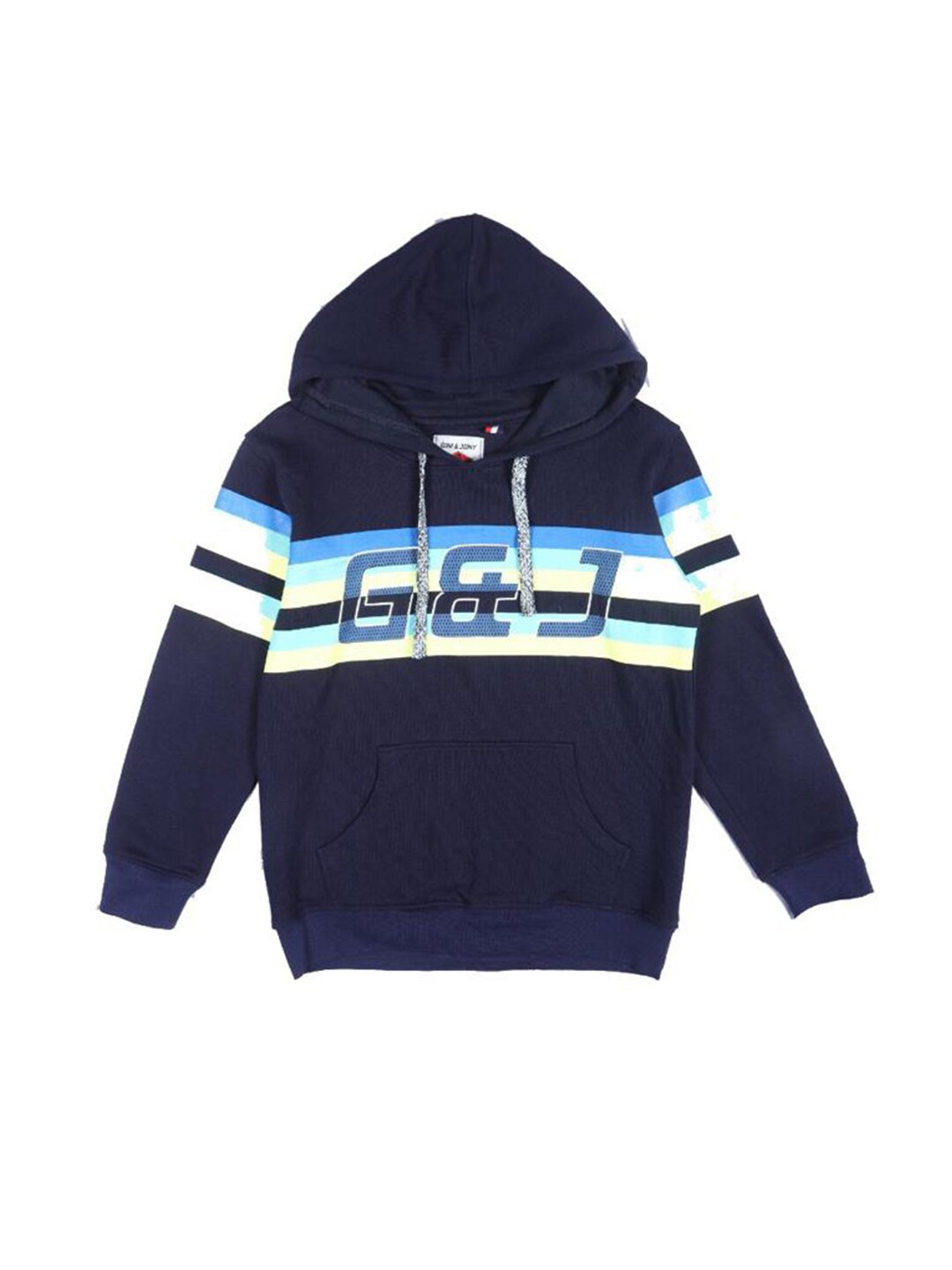 

Gini and Jony Boys Printed Hooded Fleece Pullover Sweatshirt, Navy blue