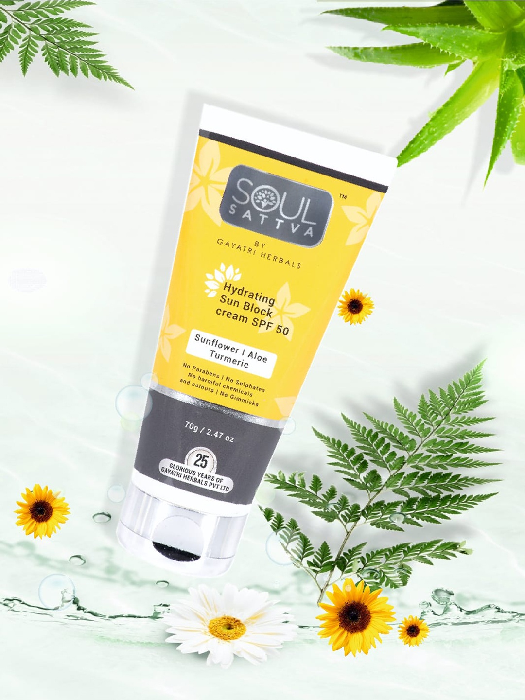 

Soul Sattva Hydrating Sun Block Cream SPF50, Yellow